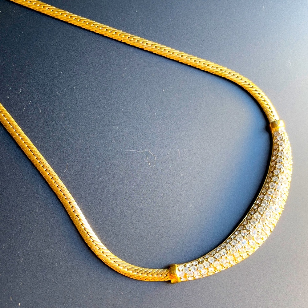 Vintage Roman Pave Crystals Choker Necklace